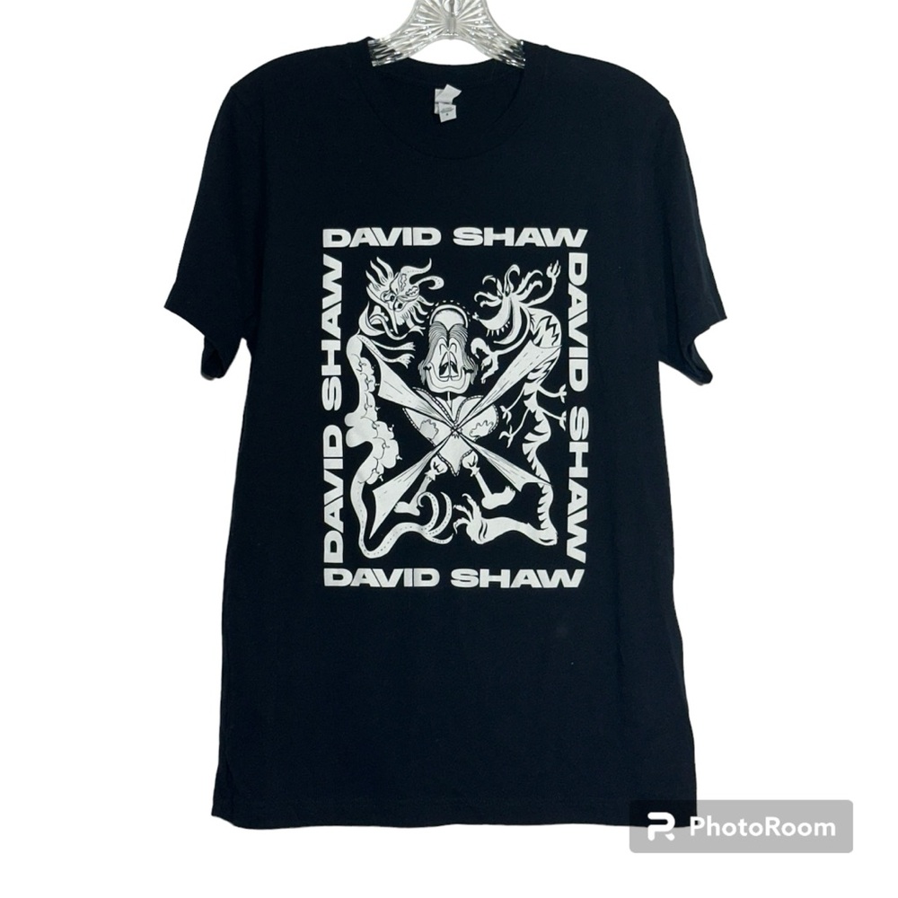 David Shaw Unisex Shaken Short Sleeve Tee Black w Graphic Design - S